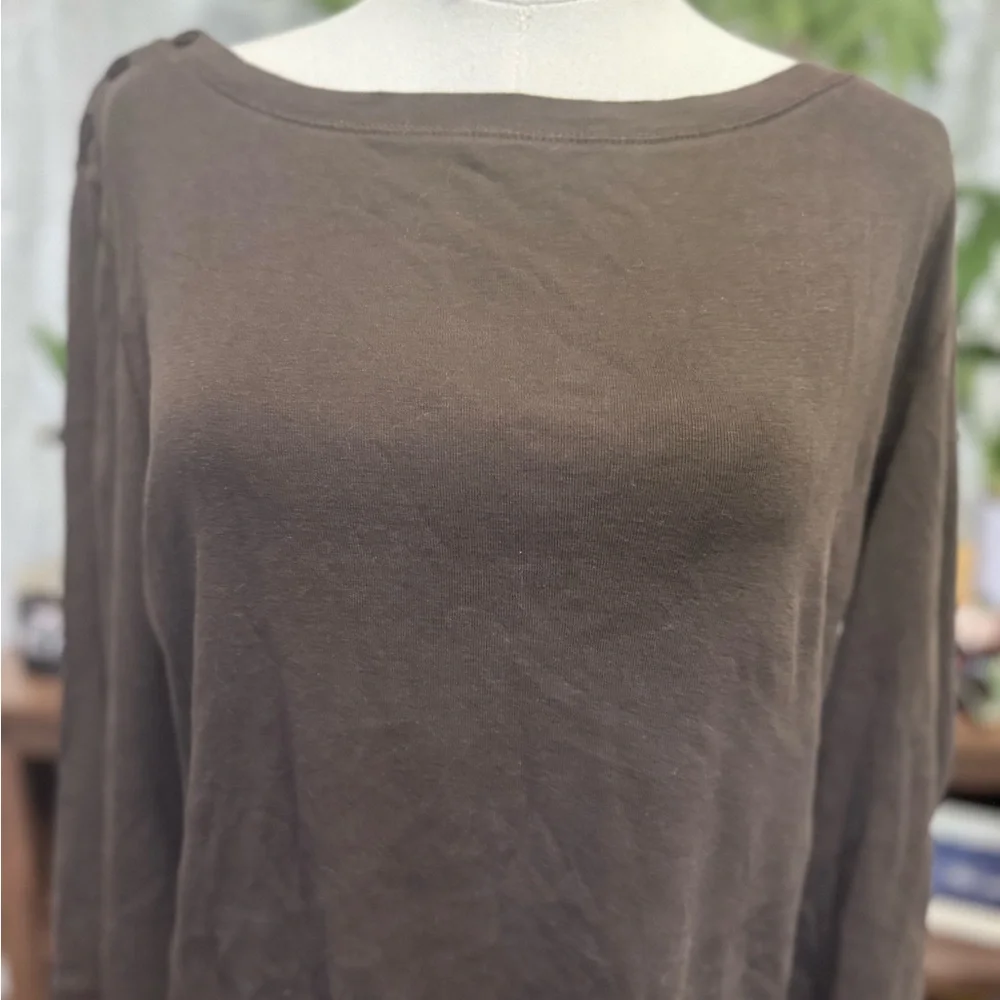 Jones New York Chocolate Long Sleeve Top - Picture 2 of 6